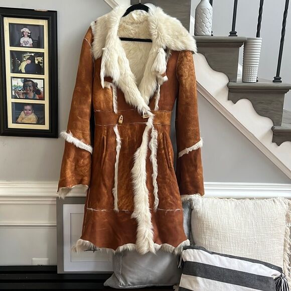 Sam Rone Paris Penny Lane Shearling Genuine Goat Fur Coat sz 38 or